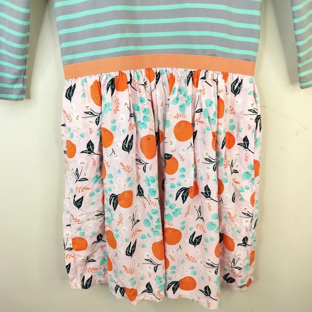 Matilda Jane Joanna Gaines Dress 12 Girls Fresh Squeezed Oranges Striped Floral